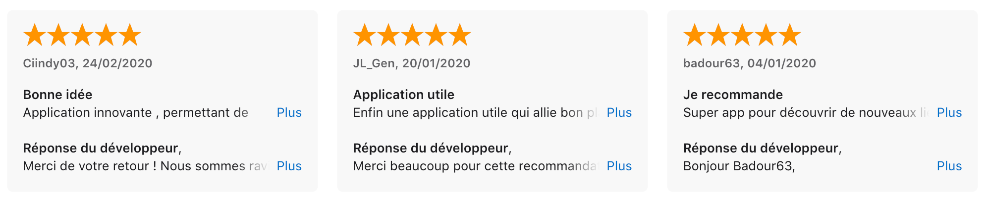 Avis utilisateurs de l'application mobile TCH'IN