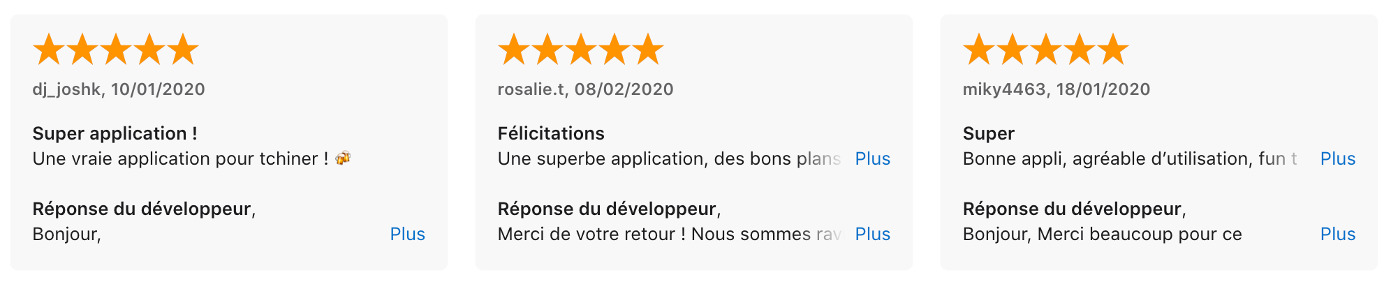 Avis utilisateurs de l'application mobile TCH'IN